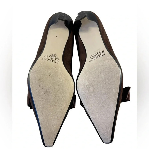 Franco Sarto  Brown Kitten Heel Suede Bow Size 6.5 - Picture 8 of 10